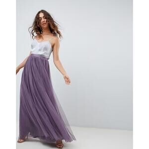 Needle & Thread NEW Light Purple Gathered Dotted Tulle Maxi Skirt SZ 2